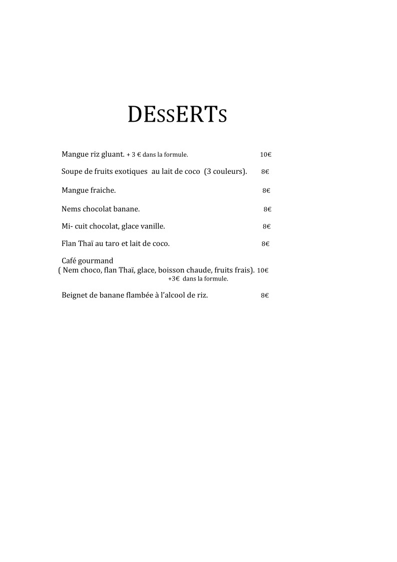 L'échappée Bistrot Thaï menu 3