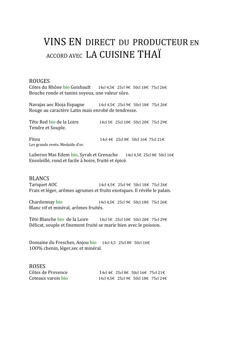 L'échappée Bistrot Thaï menu 4