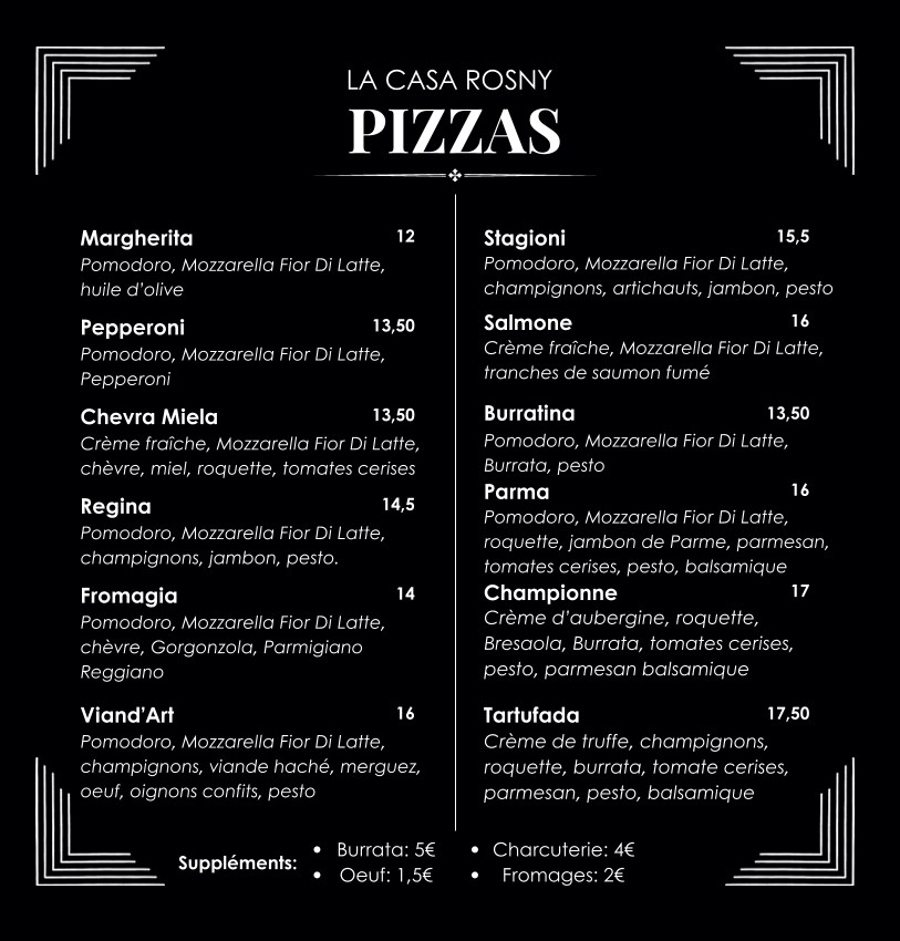 LA CASA Rosny menu 3