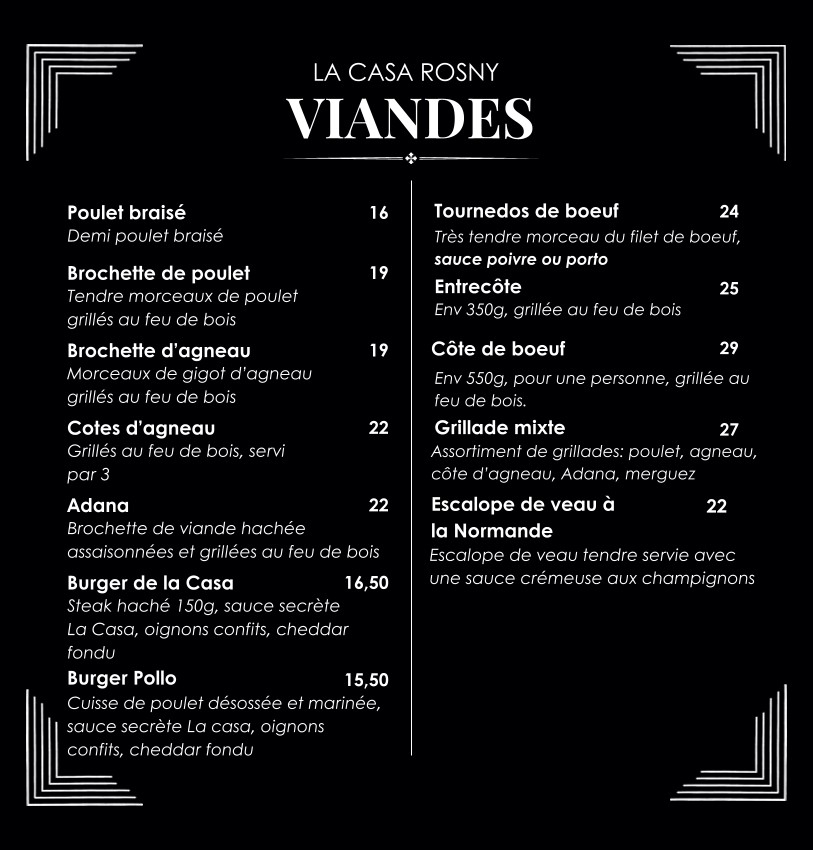 LA CASA Rosny menu 4