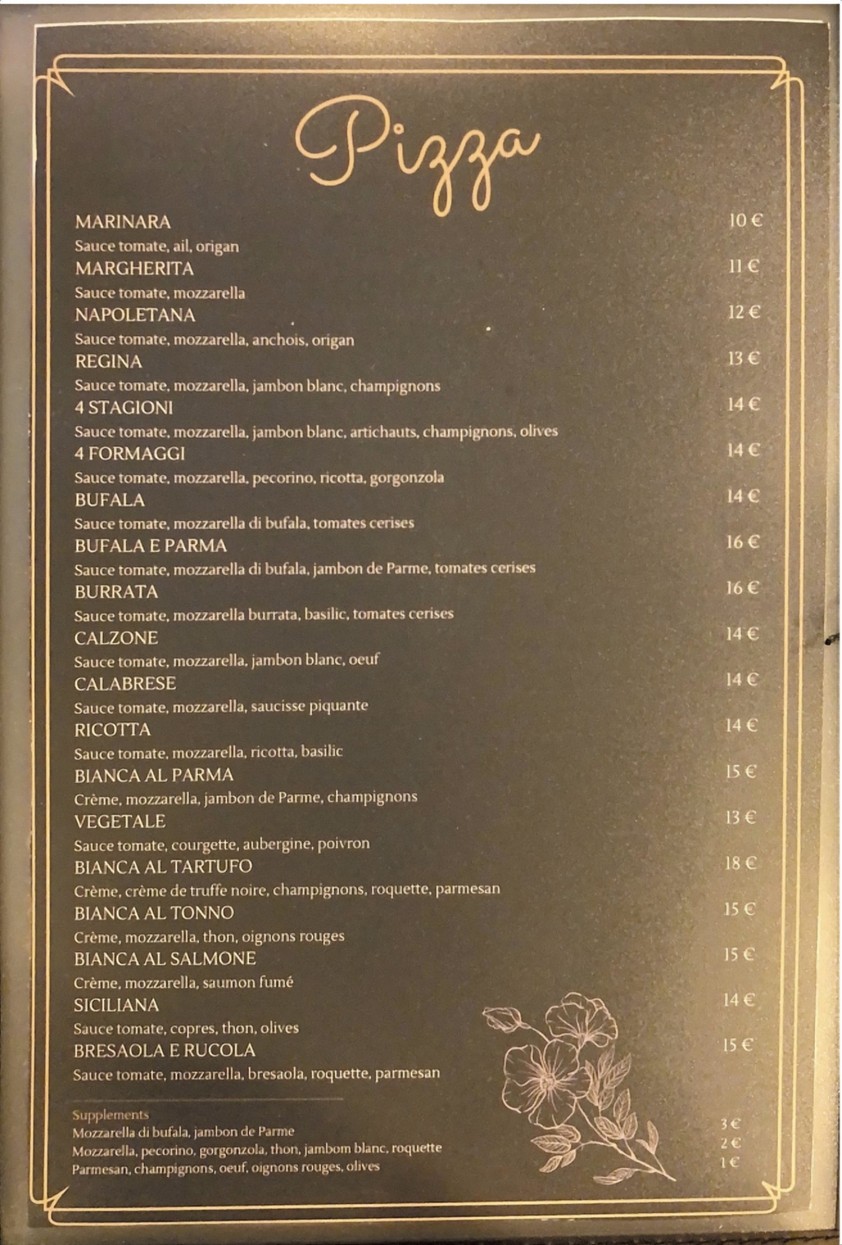 PRIMAVERA - Pizzeria Paris 10 menu 2