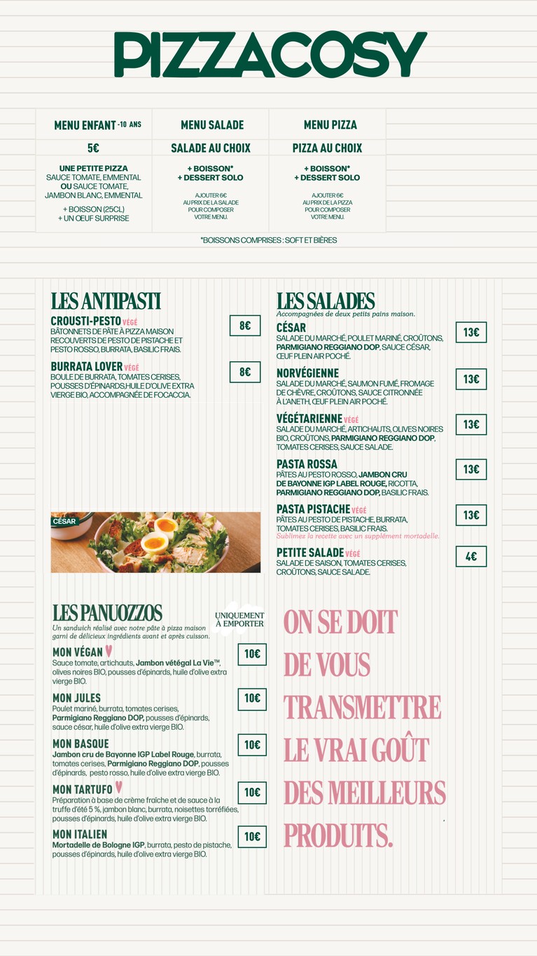 Pizza Cosy menu 1