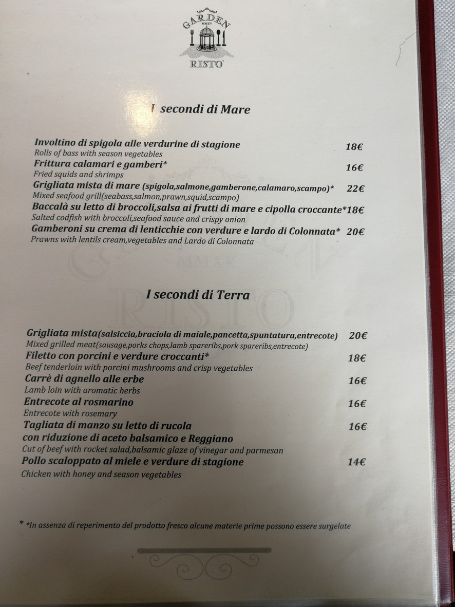 Garden Ristò menu 3