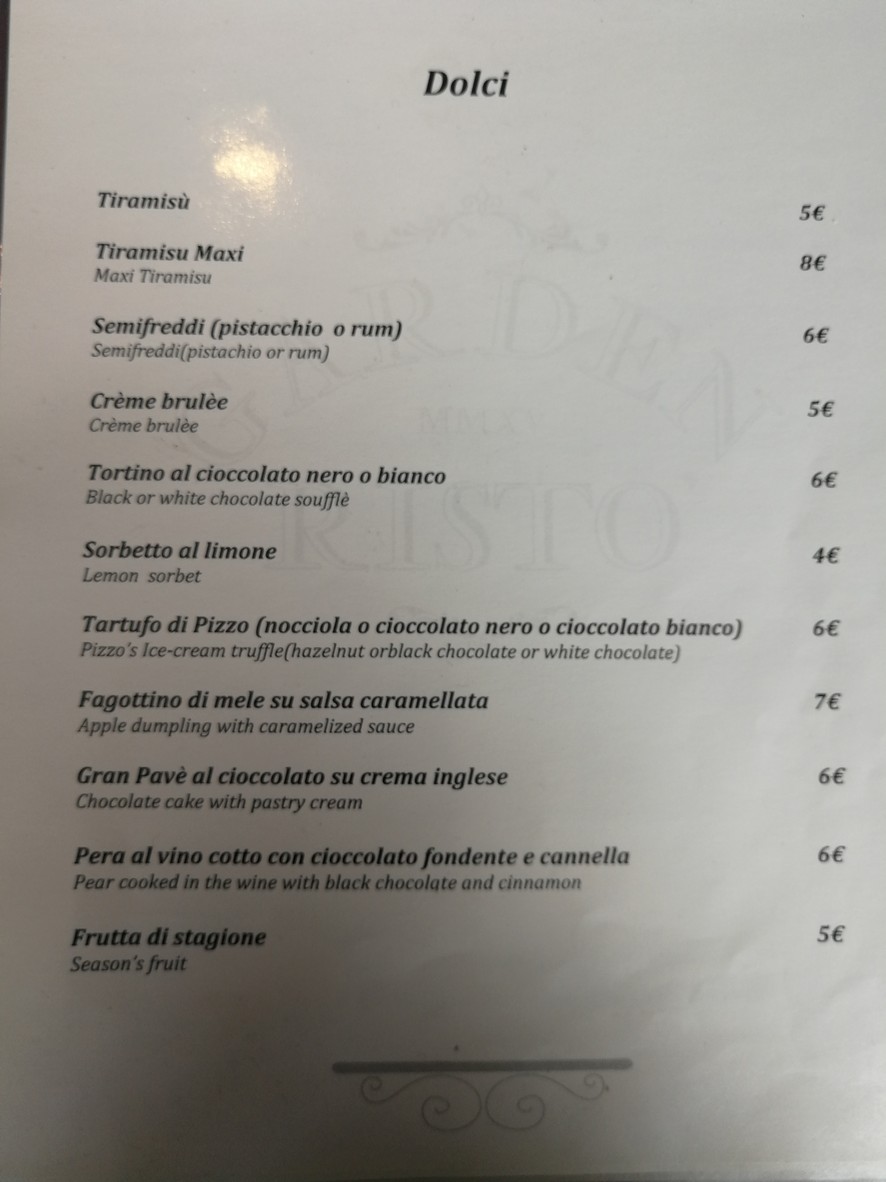 Garden Ristò menu 4