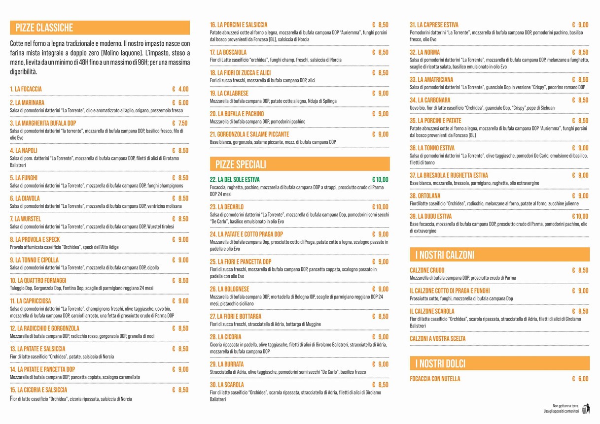 Pizzeria del Sole menu 2