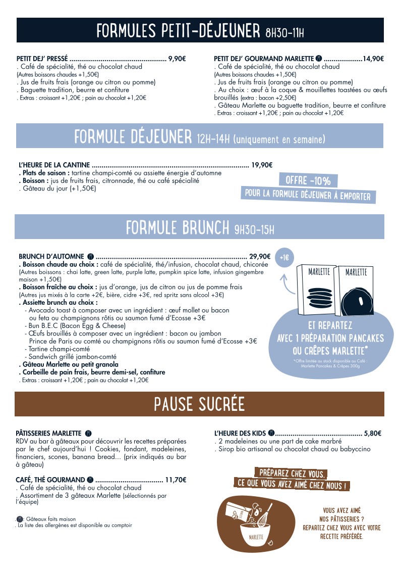 Café Marlette - Brunch Pigalle menu 1
