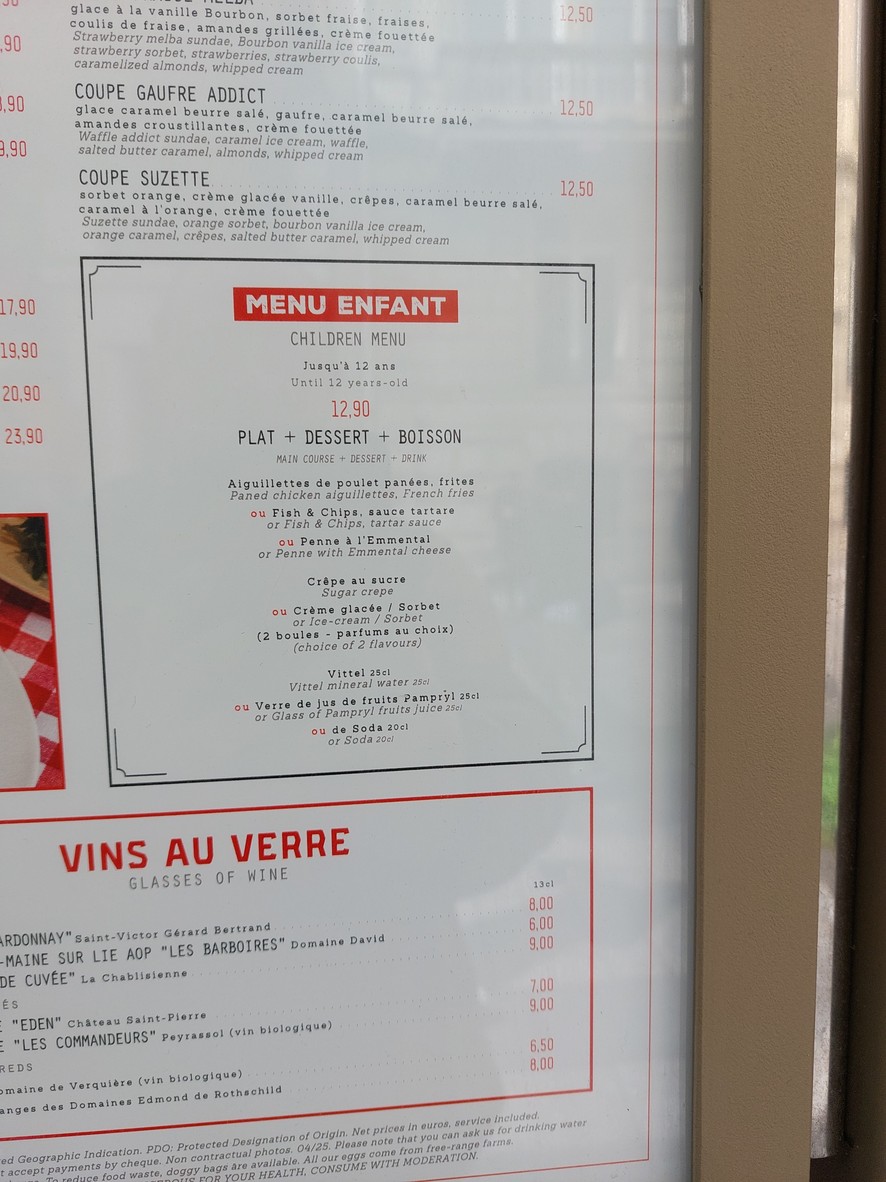 Brasserie des Champs menu 2