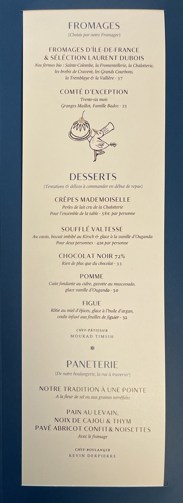 La Tour d'Argent menu 2