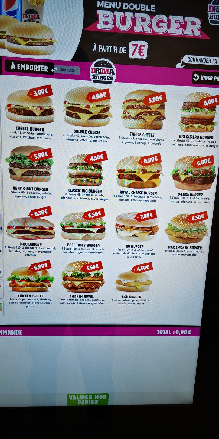 DRIMA Burger Paris 17 menu 2