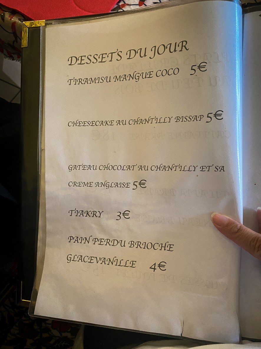 Le 15-17 Chez Khar menu 3