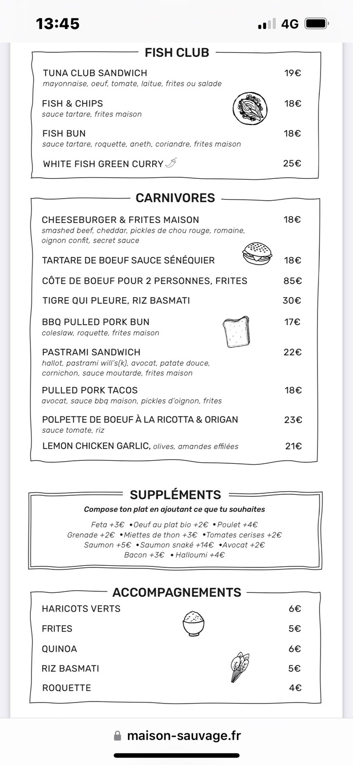 Maison Sauvage - Victor Hugo menu 4