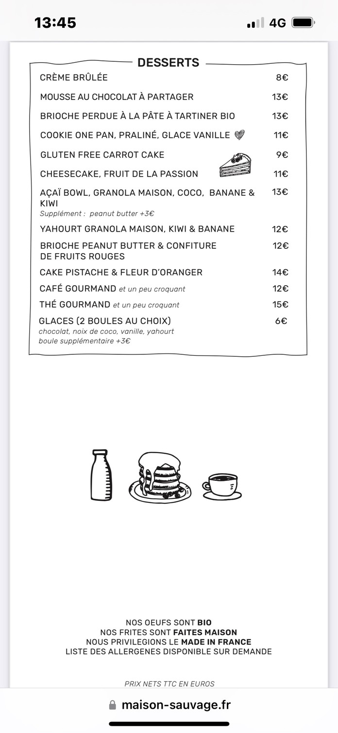 Maison Sauvage - Victor Hugo menu 5