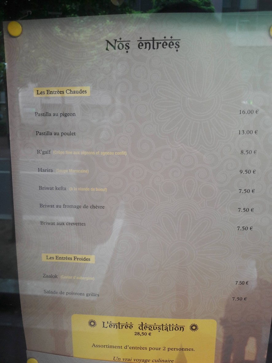 L'Ourika menu 1