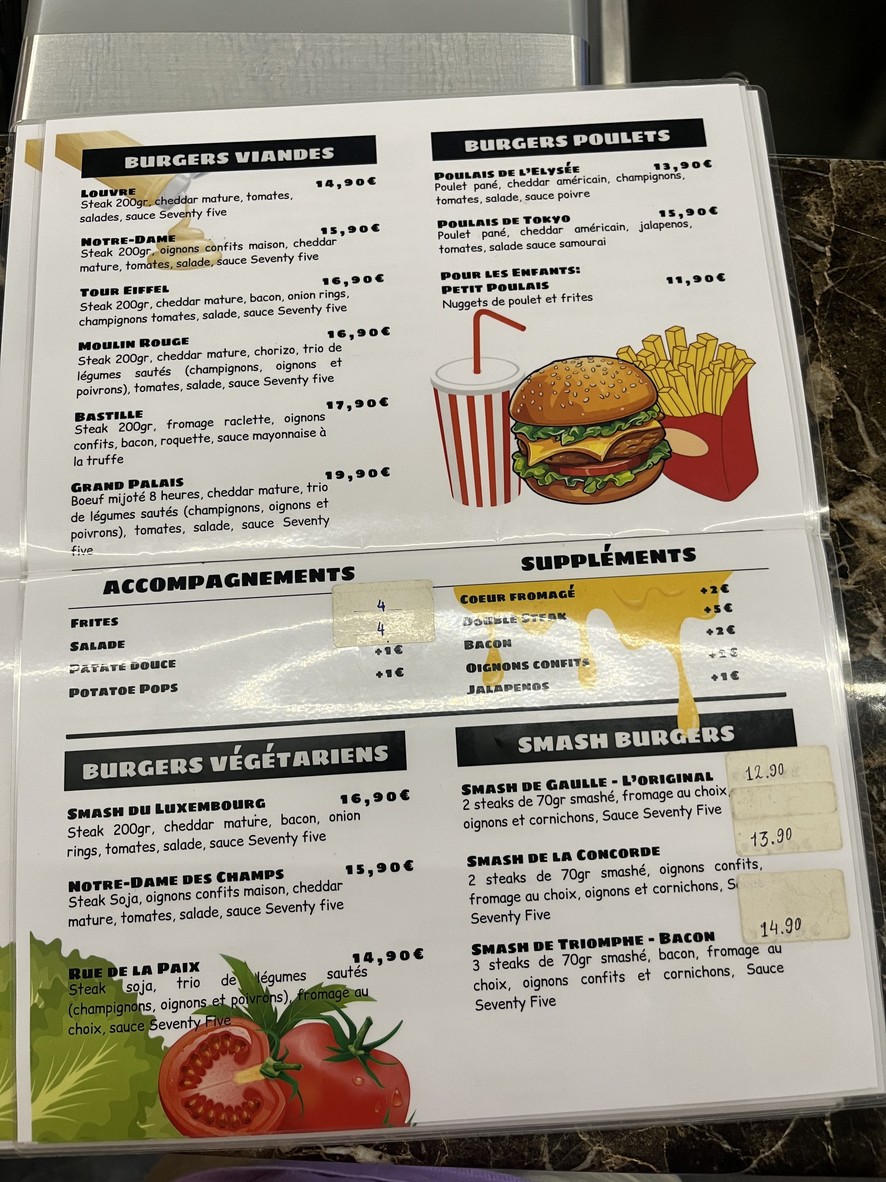 Seventy Five Burger House menu 1