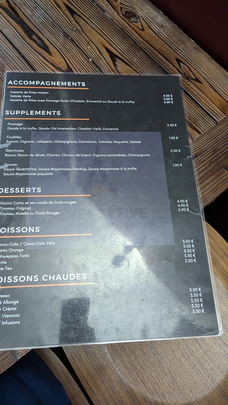 Seventy Five Burger House menu 2