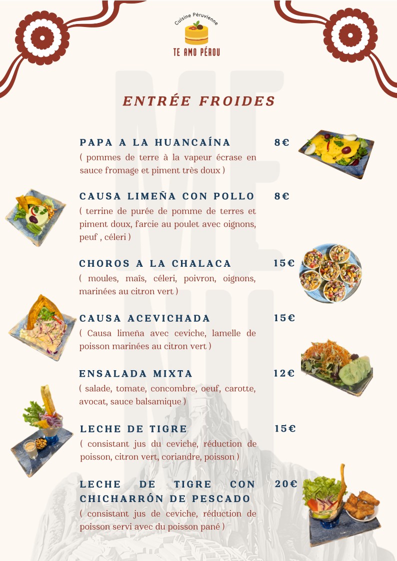 TE AMO PÉROU menu 1