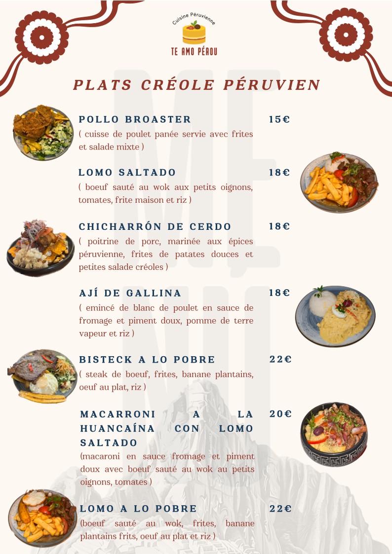 TE AMO PÉROU menu 2