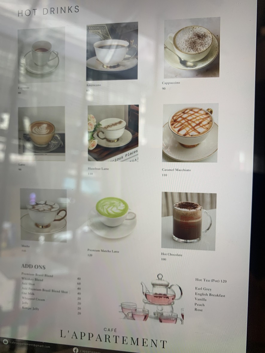 Cafe L'appartement 卡菲拉帕特蒙特 menu 4