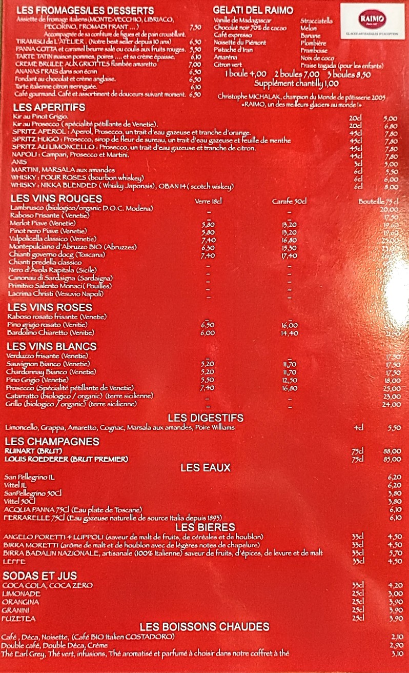 L'Atelier menu 2