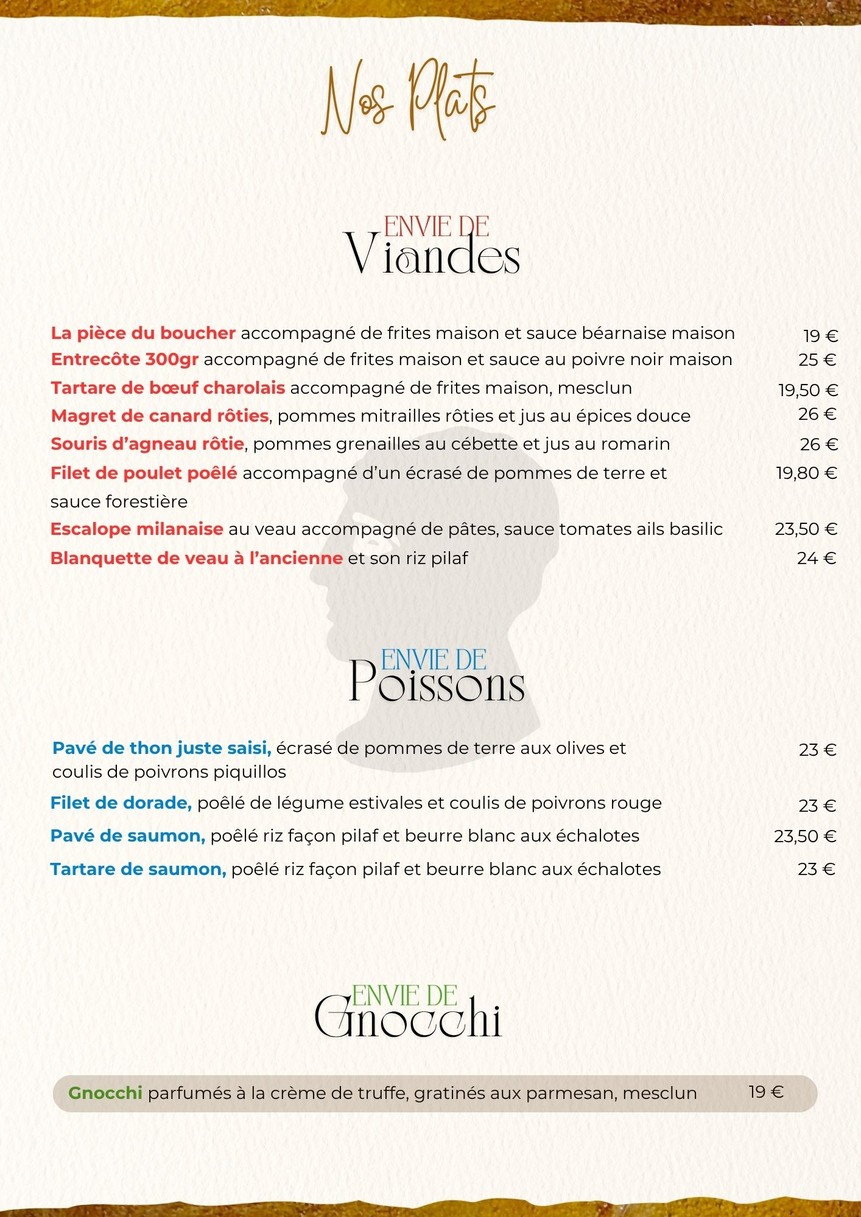 La Table des Artistes menu 3