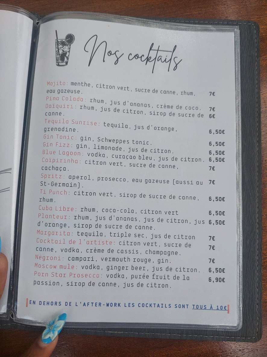 La Table des Artistes menu 5