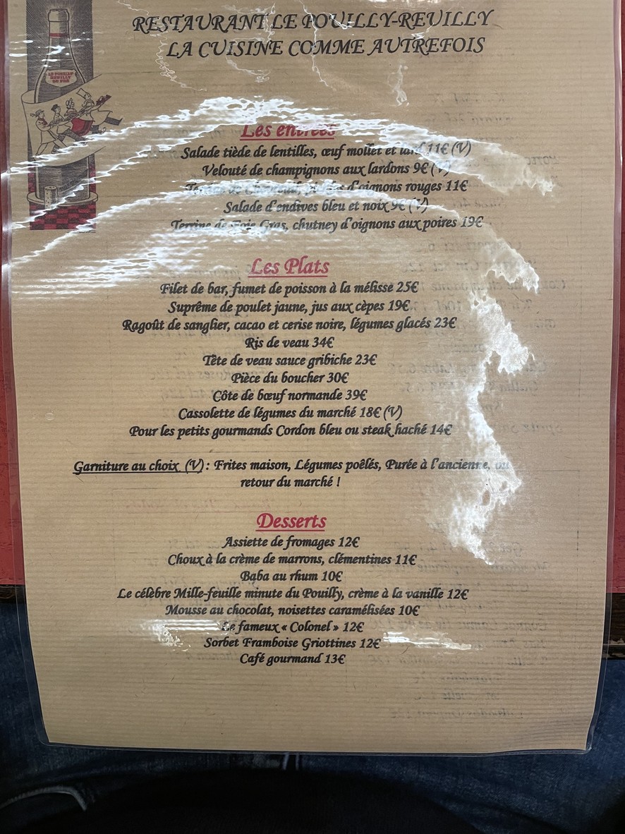 Le Pouilly-Reuilly menu 1