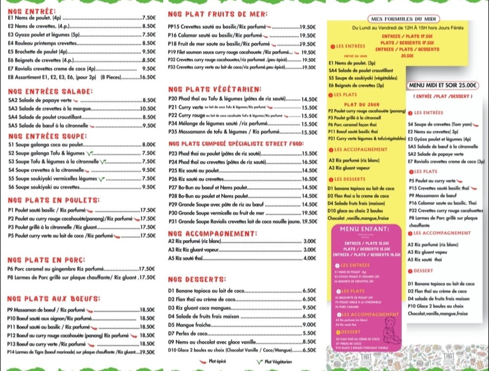 Kaphao Thai cuisiner menu 2