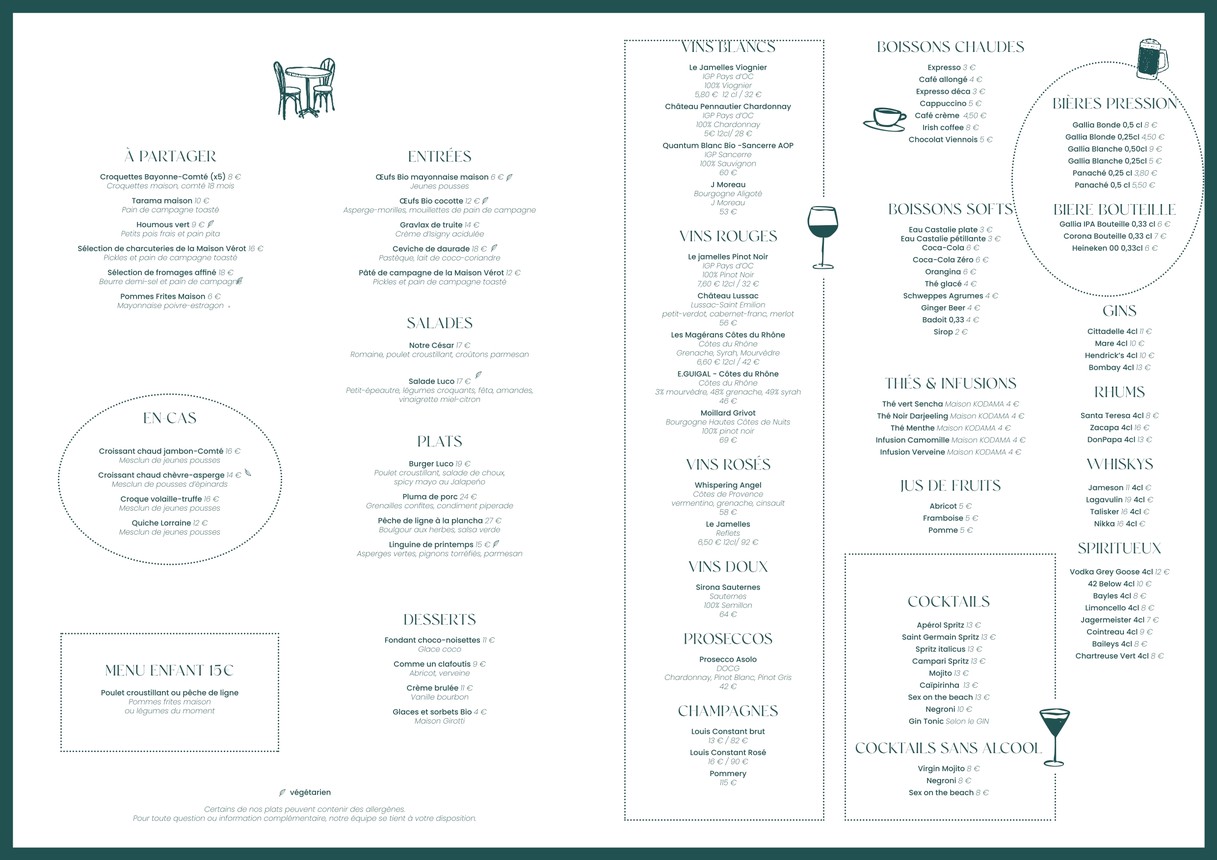 Le Luco menu 1