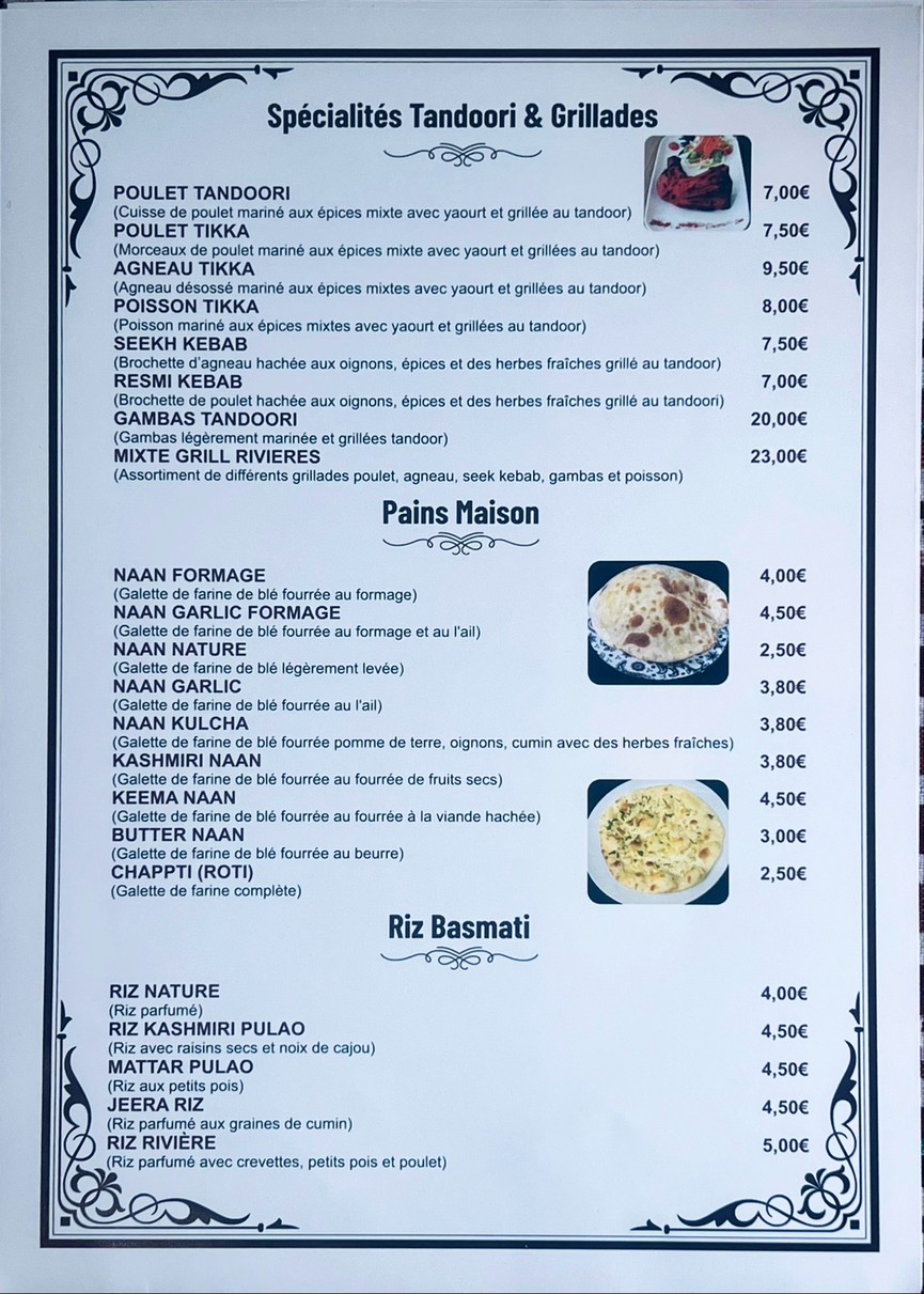 Rivières d’himalaya menu 2