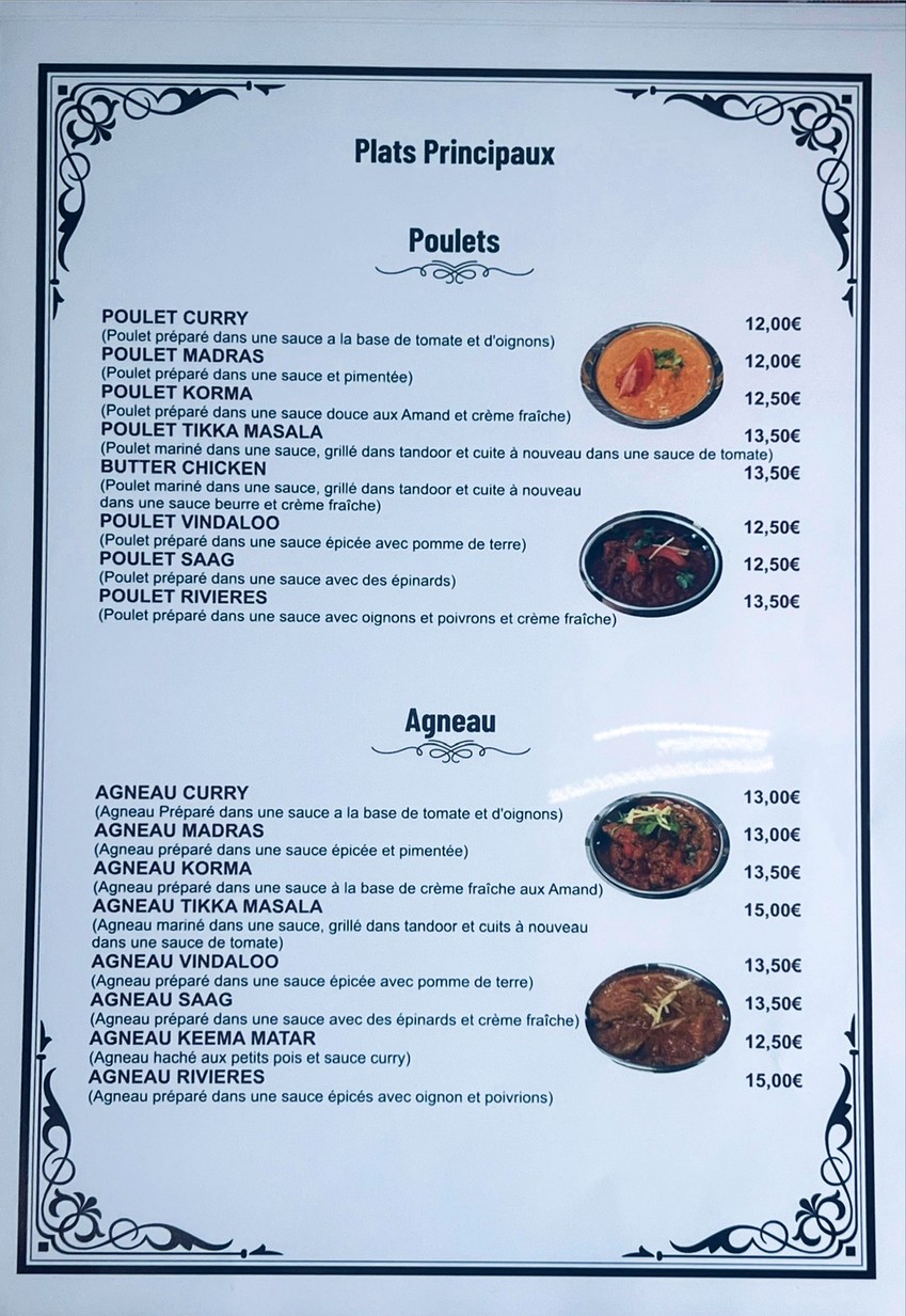 Rivières d’himalaya menu 3