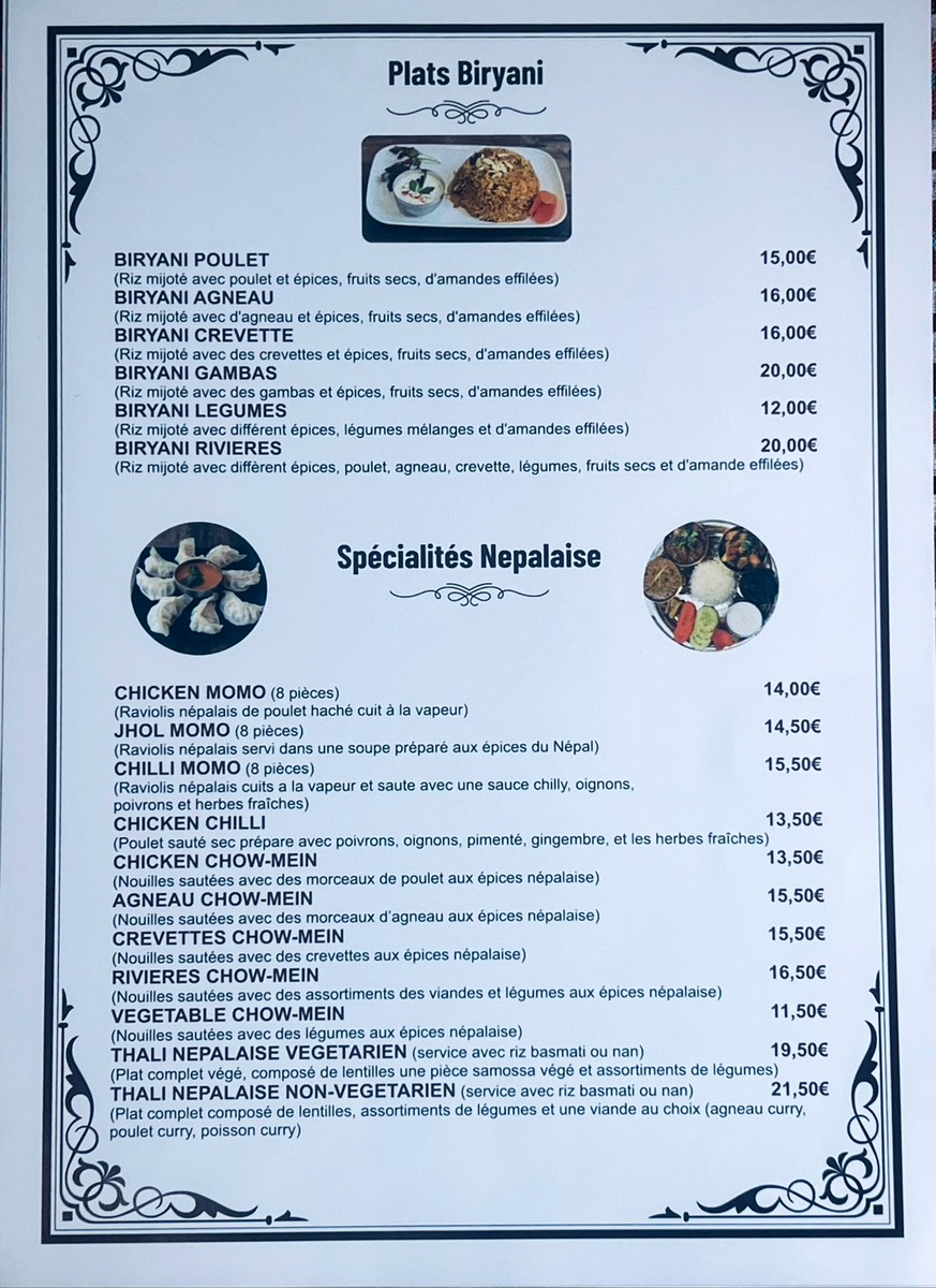 Rivières d’himalaya menu 5