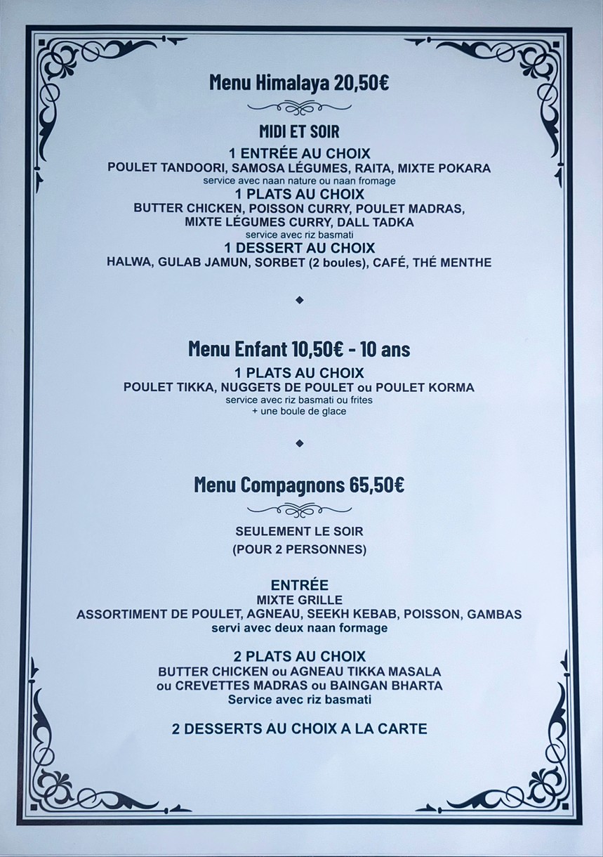 Rivières d’himalaya menu 6