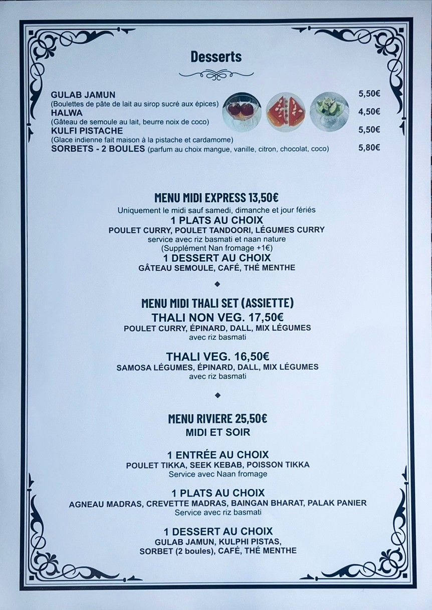 Rivières d’himalaya menu 7