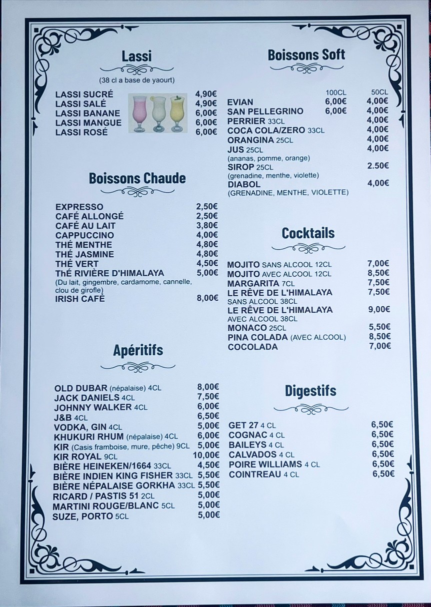 Rivières d’himalaya menu 8