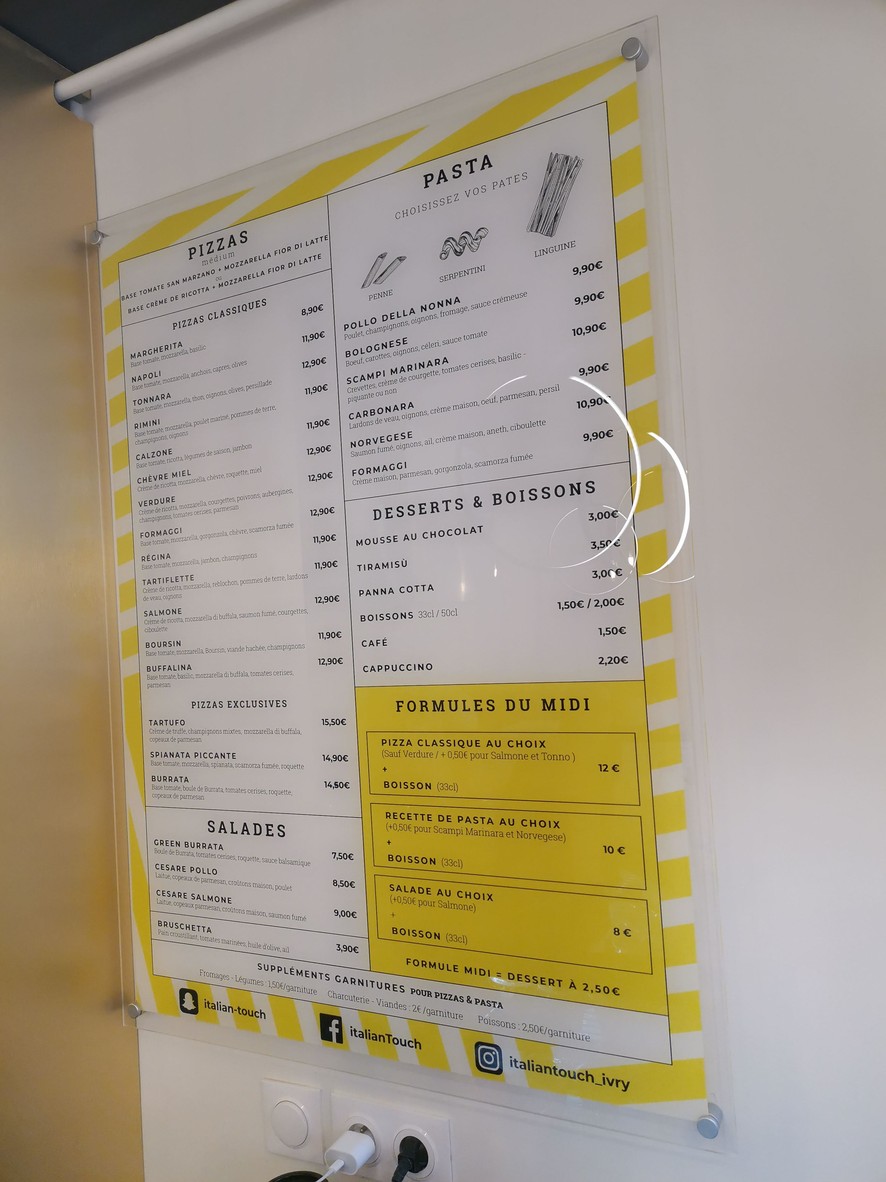 Italian Touch’ Feu De Bois menu 3