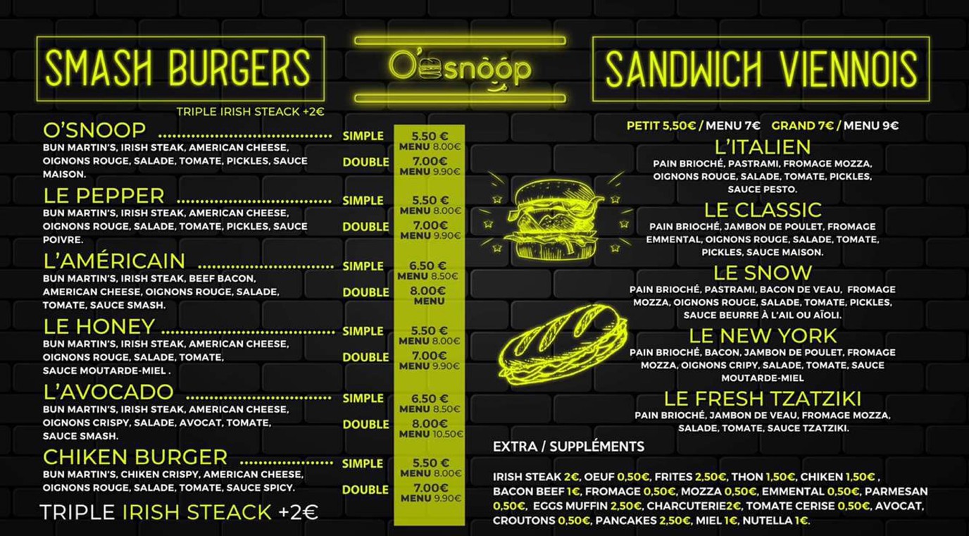 O'SNOOP menu 2