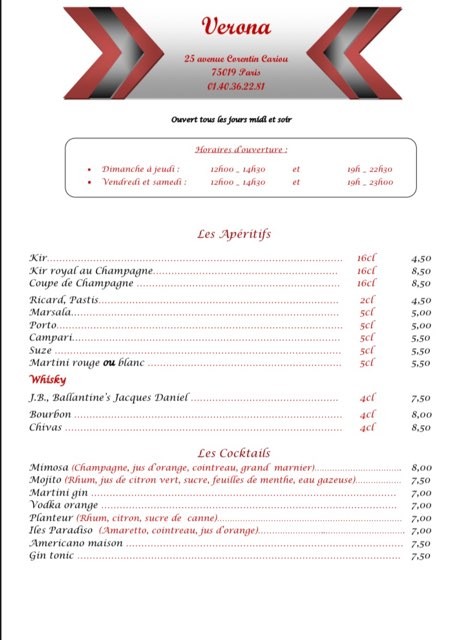Verona menu 1
