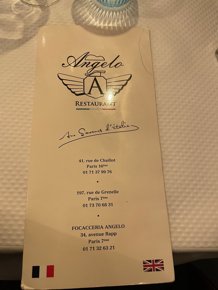 Angelo Restaurant menu 1