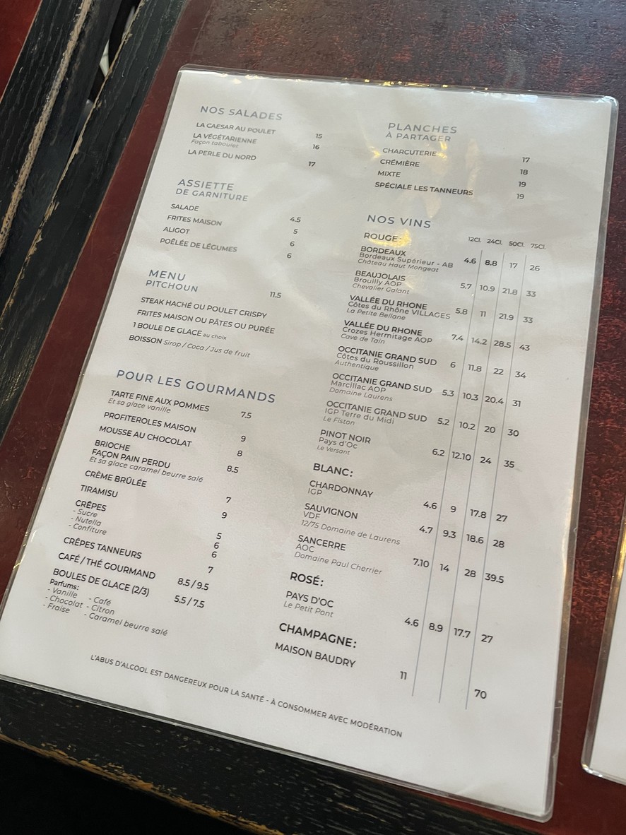Les Tanneurs de la Butte menu 4