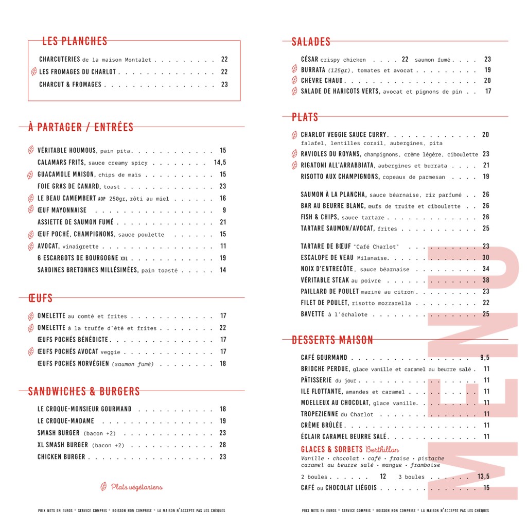 Café Charlot menu 2