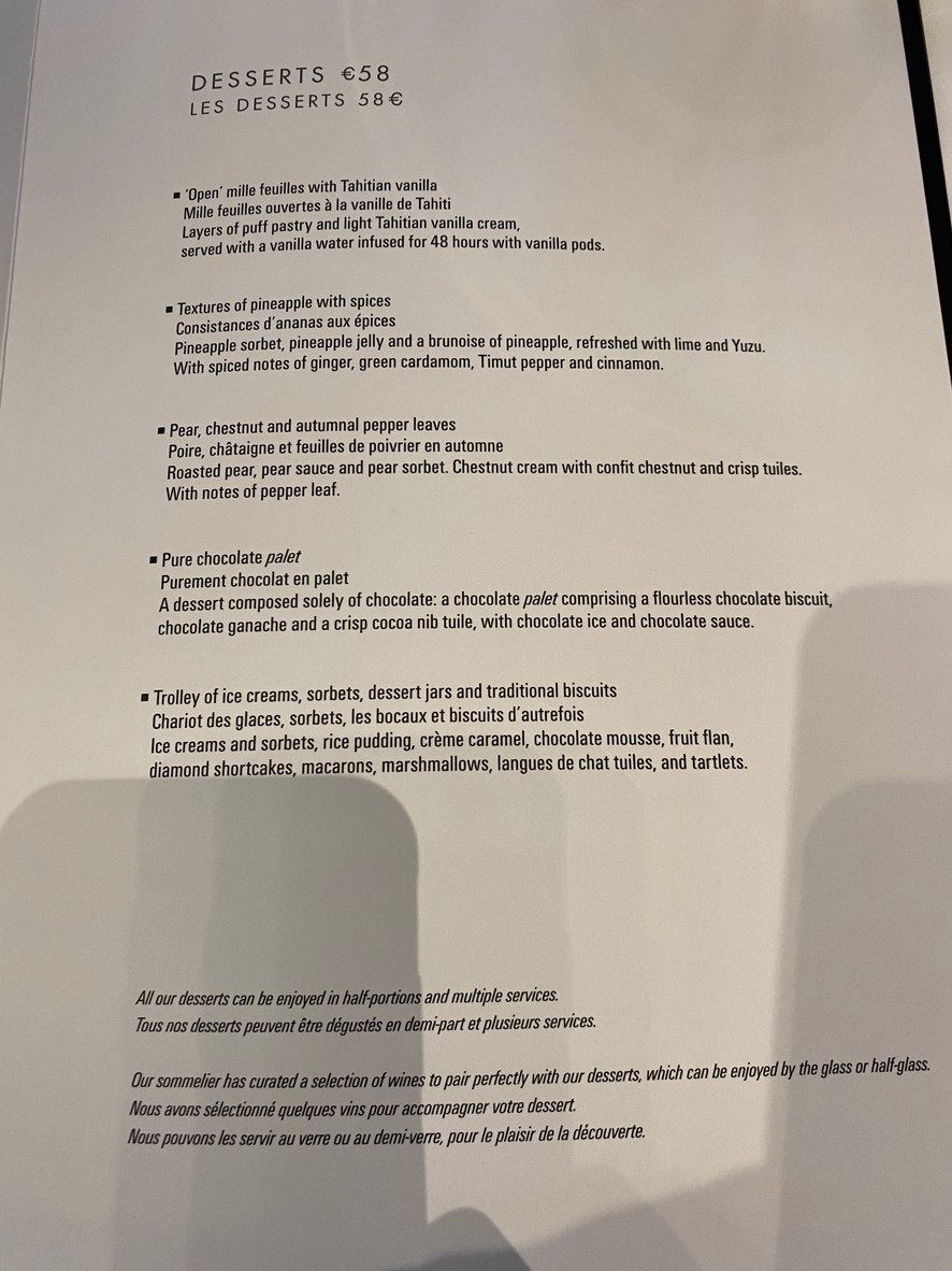 Restaurant Guy Savoy menu 2