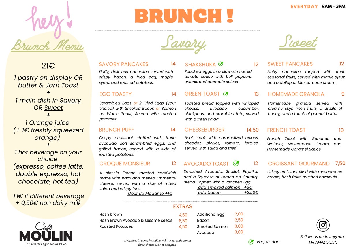 CAFÉ Moulin TABAC BRUNCH menu 1
