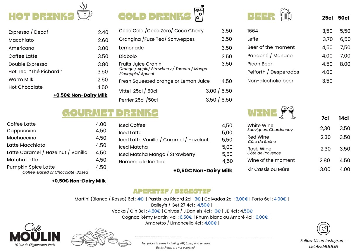 CAFÉ Moulin TABAC BRUNCH menu 2