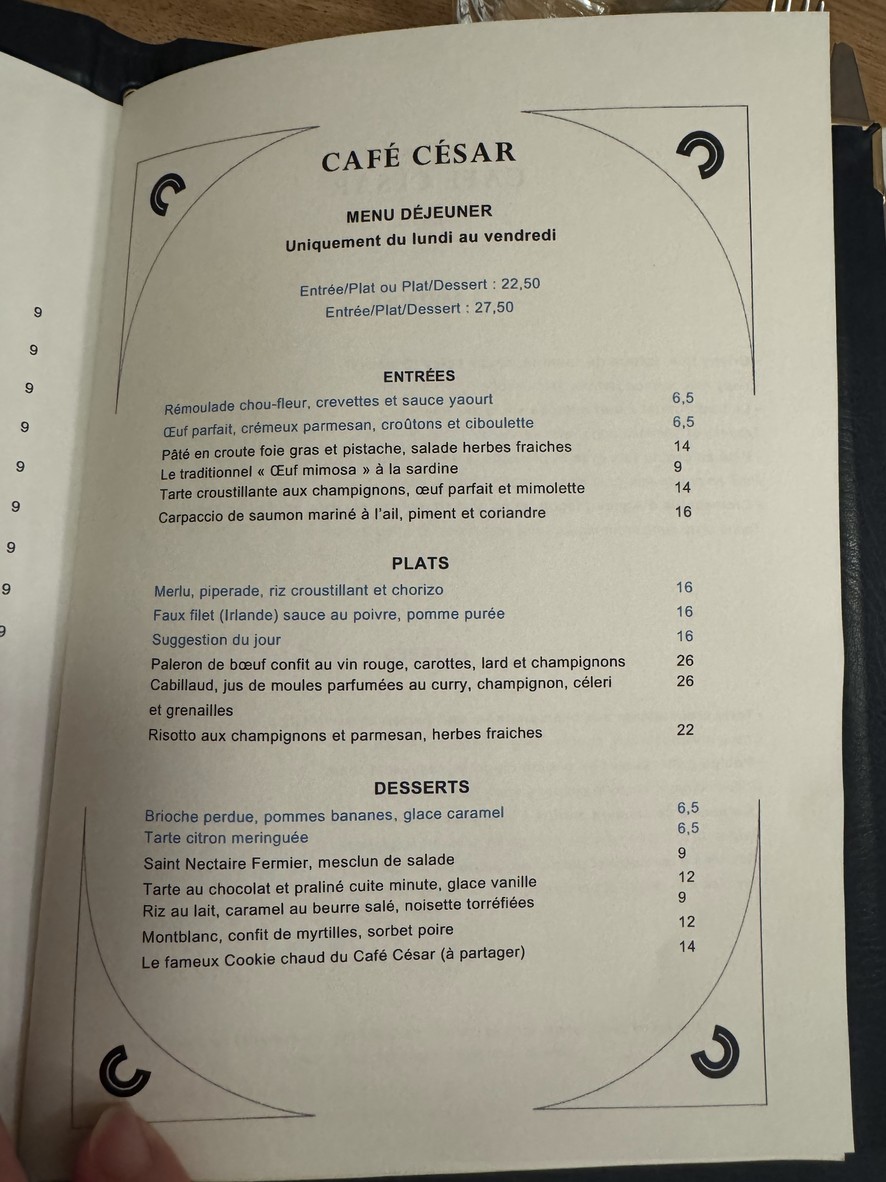 Café César menu 1