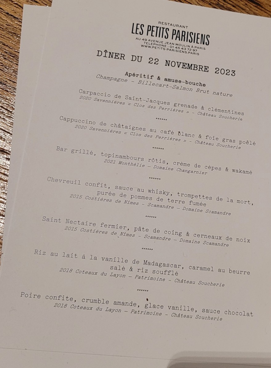 Les Petits Parisiens (Bistrot de bons goûts) menu 1
