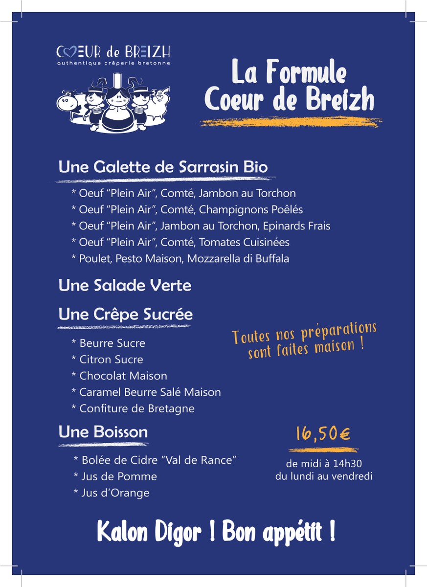 Cœur de Breizh 16 menu 1
