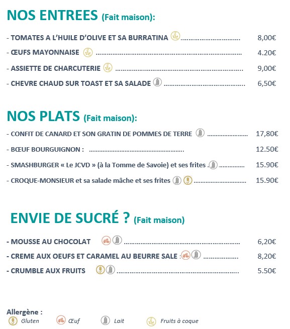 Restaurant-Bar Chez Jean Claude menu 2