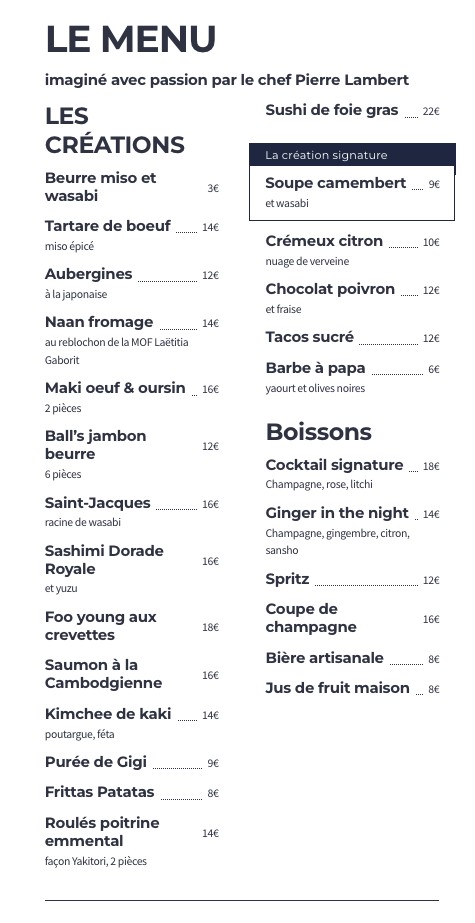 Audass’ 2.0 menu 1