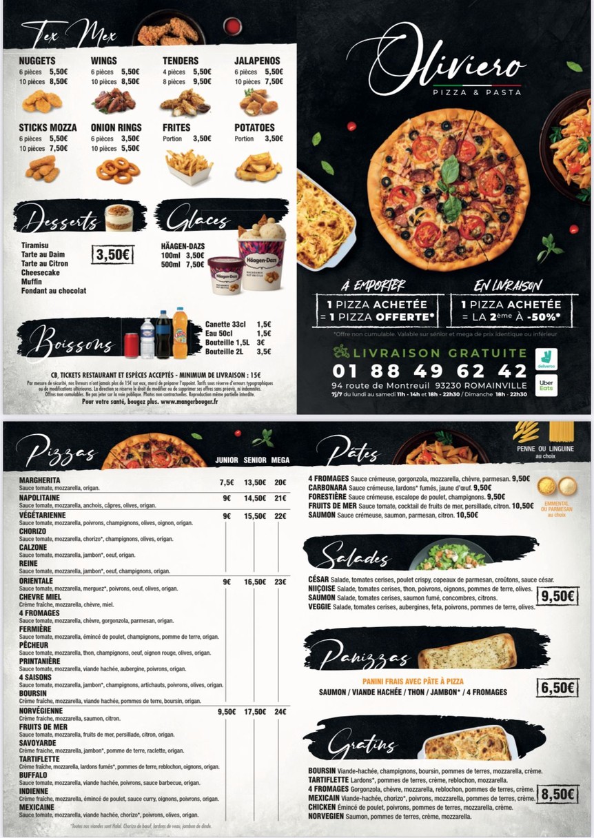 Oliviero menu 2