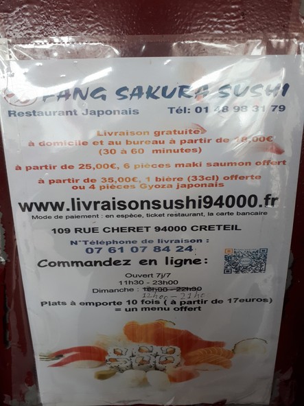 livraison sushi 94000 FANG SAKURA